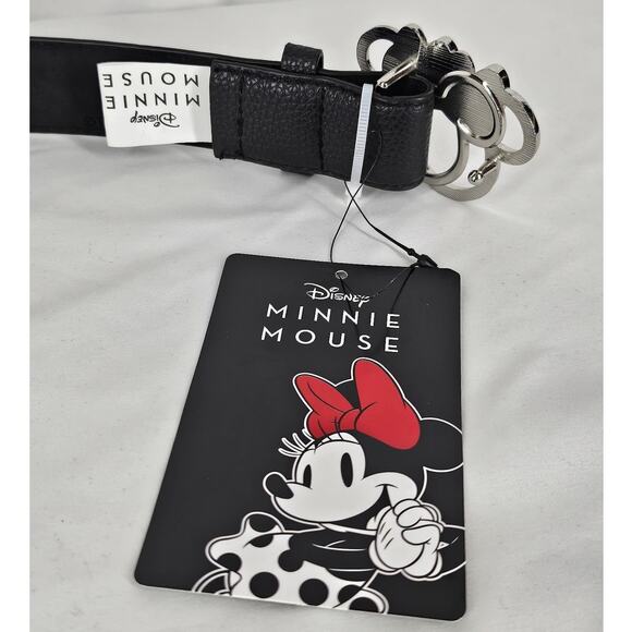 DISNEY 2024 MINNIE MOUSE BLACK WEB BELT – POLISHED METAL MINNIE EARS BUCKLE - Picture 3 of 8